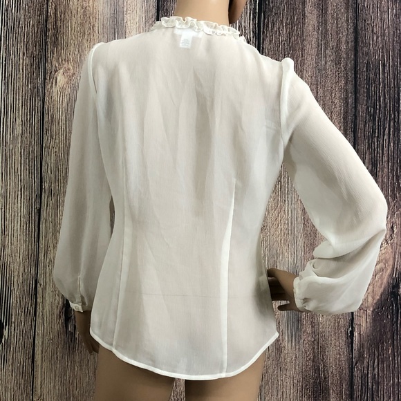 Ann Taylor Loft White Ruffle Shirt - Picture 6 of 14